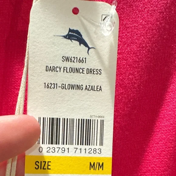 NWT Tommy Bahama Darcy Flounce Dress Glowy Azalea/Vibrant Pink Midi Summer beach